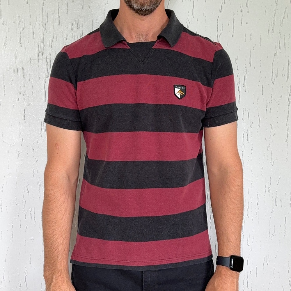 Emerica Men's Rugby Polo Medium Maroon & Black